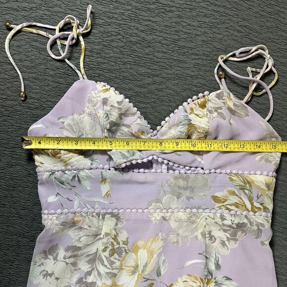 Saints & Secrets Purple Floral Mini Dress In Women's‎ Size Medium Cutout & Ties - Picture 11 of 12